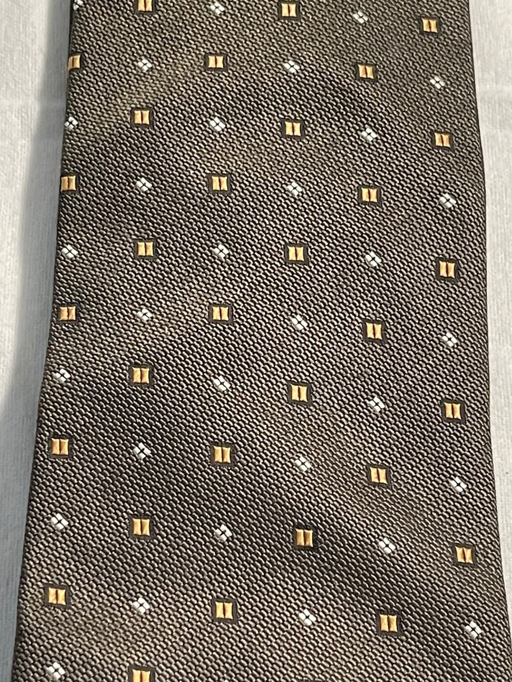 Bruno Piattelli Brown Tie with Gold and White Accents Extra Long